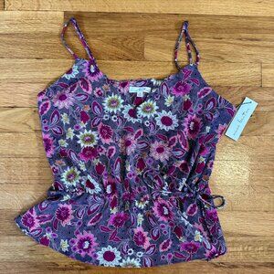 Nine Britton Floral Faux Wrap Cropped Blouse